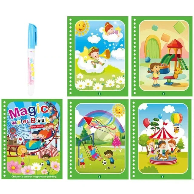 Magic Water Coloring Book for Kids | Reusable No-Mess Drawing Pad