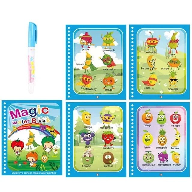 Magic Water Coloring Book for Kids | Reusable No-Mess Drawing Pad