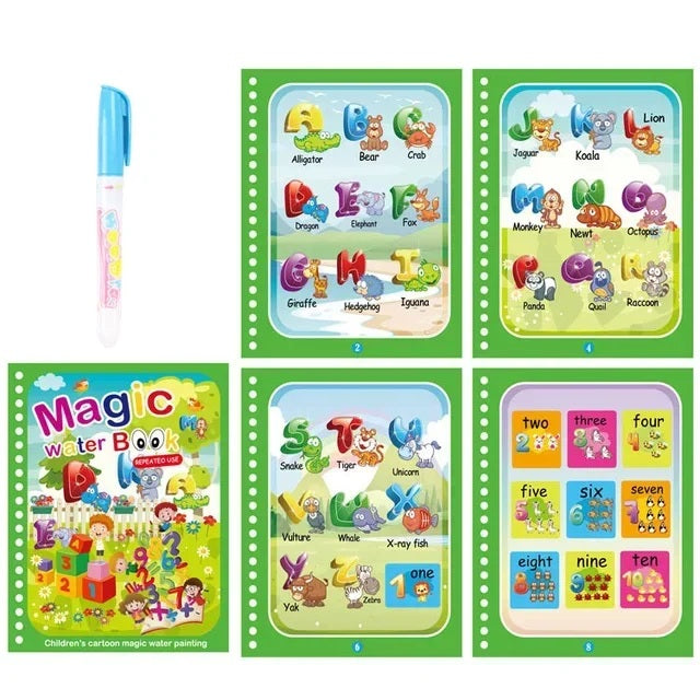 Magic Water Coloring Book for Kids | Reusable No-Mess Drawing Pad