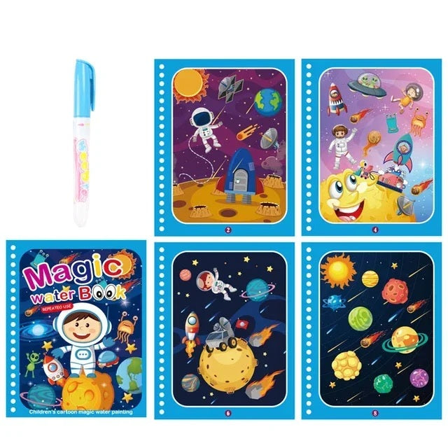 Magic Water Coloring Book for Kids | Reusable No-Mess Drawing Pad