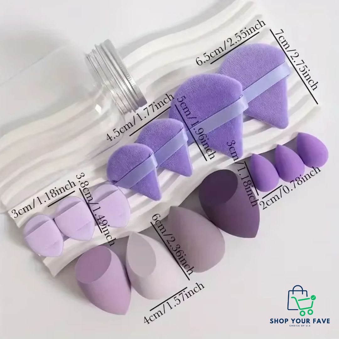 12 Pcs Pink Makeup Sponge Set with Storage Jar