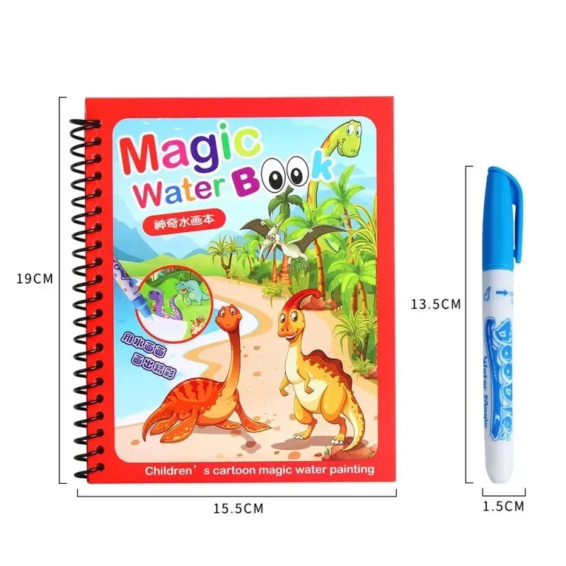 Magic Water Coloring Book for Kids | Reusable No-Mess Drawing Pad