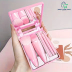 5 Piece Portable Makeup Brush Set with Mirror