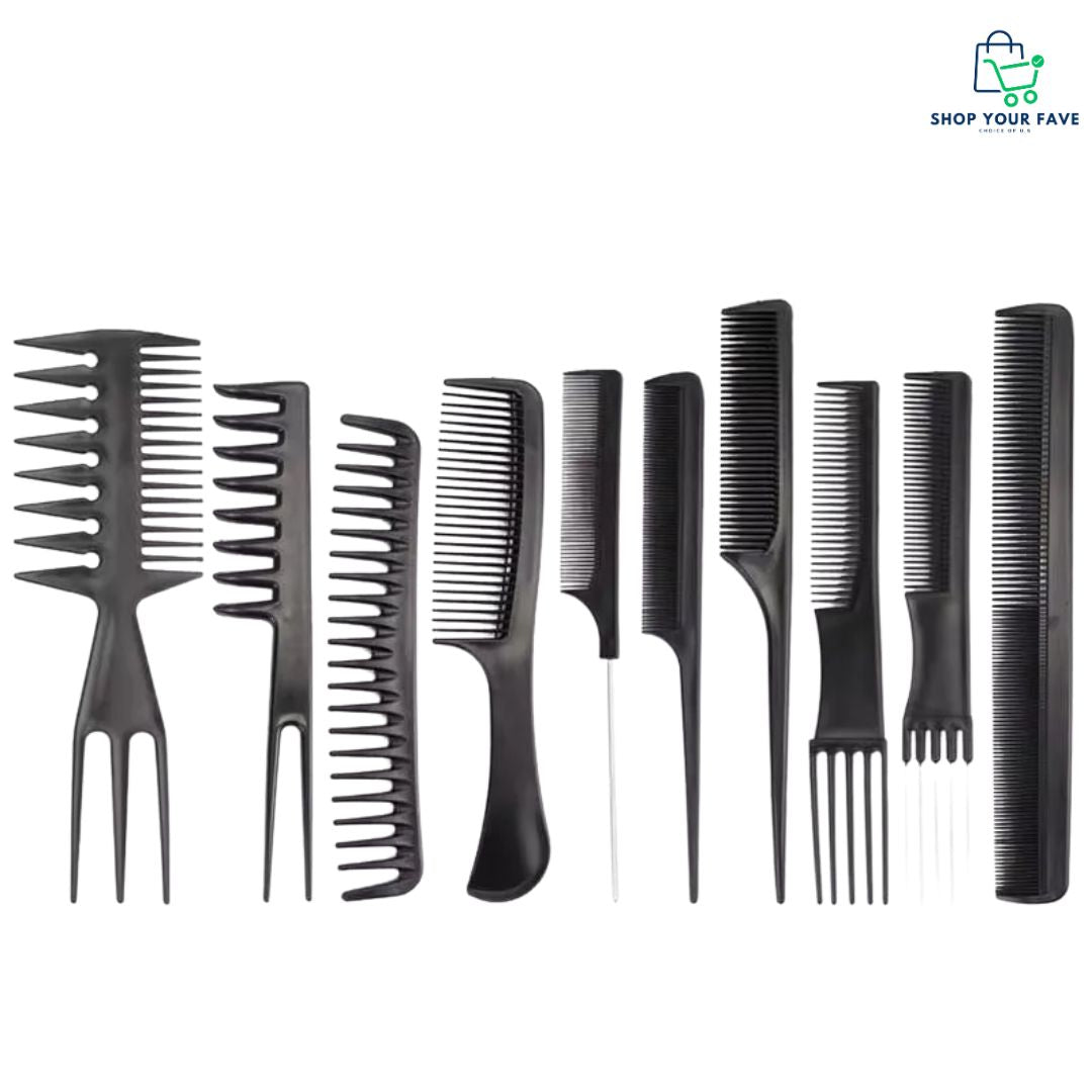 10-Piece Professional Hair Cutting Comb Set