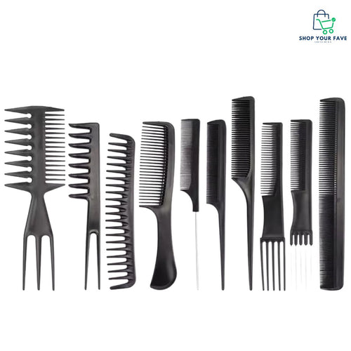 10-Piece Professional Hair Cutting Comb Set