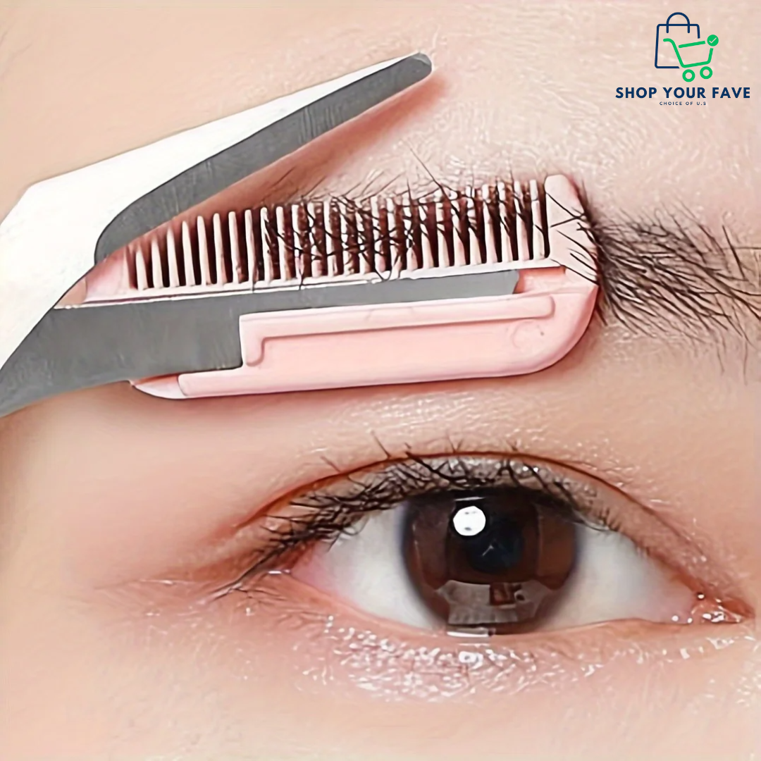 Precision Eyebrow Scissors with Built-In Comb
