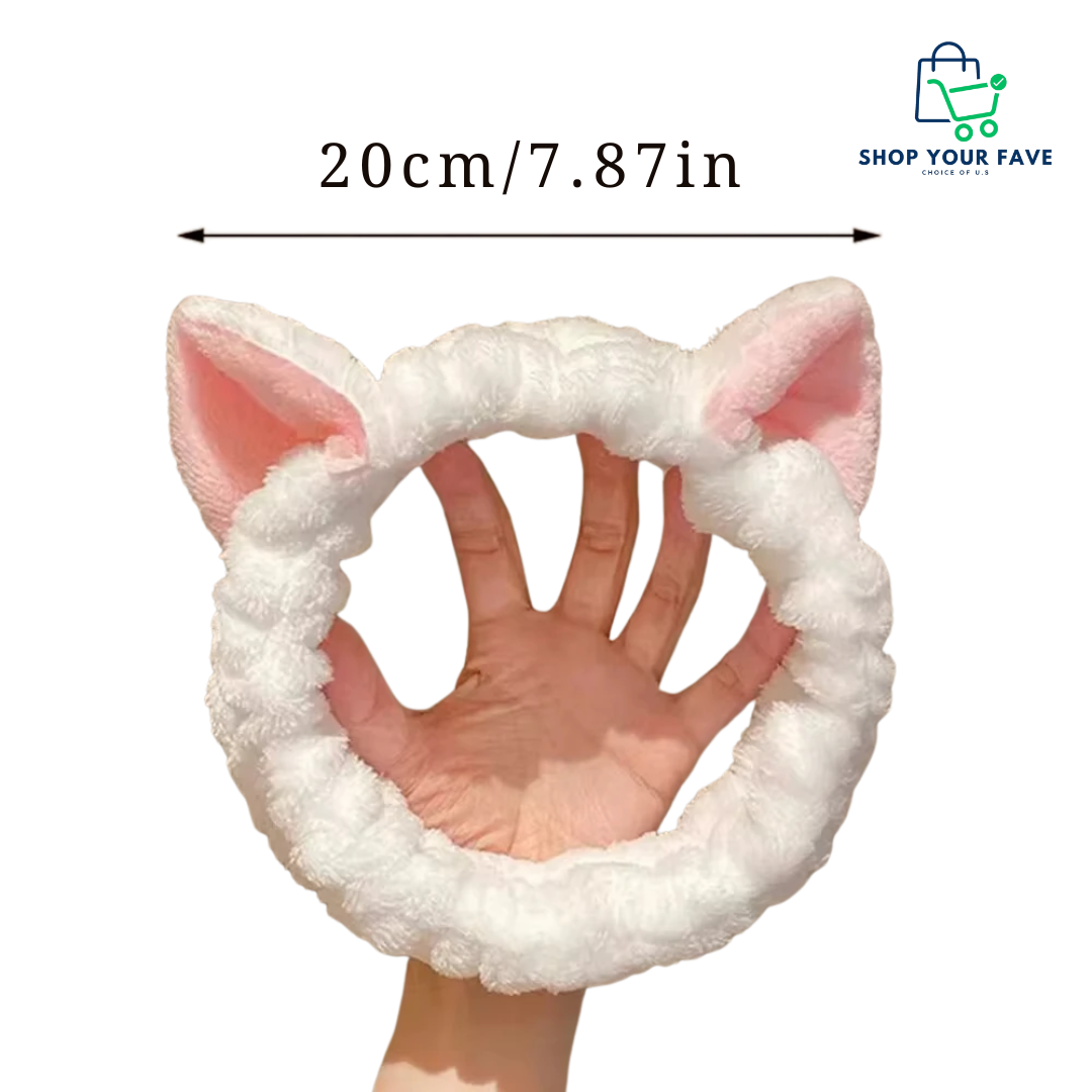 Plush Cat Ear Spa Headband