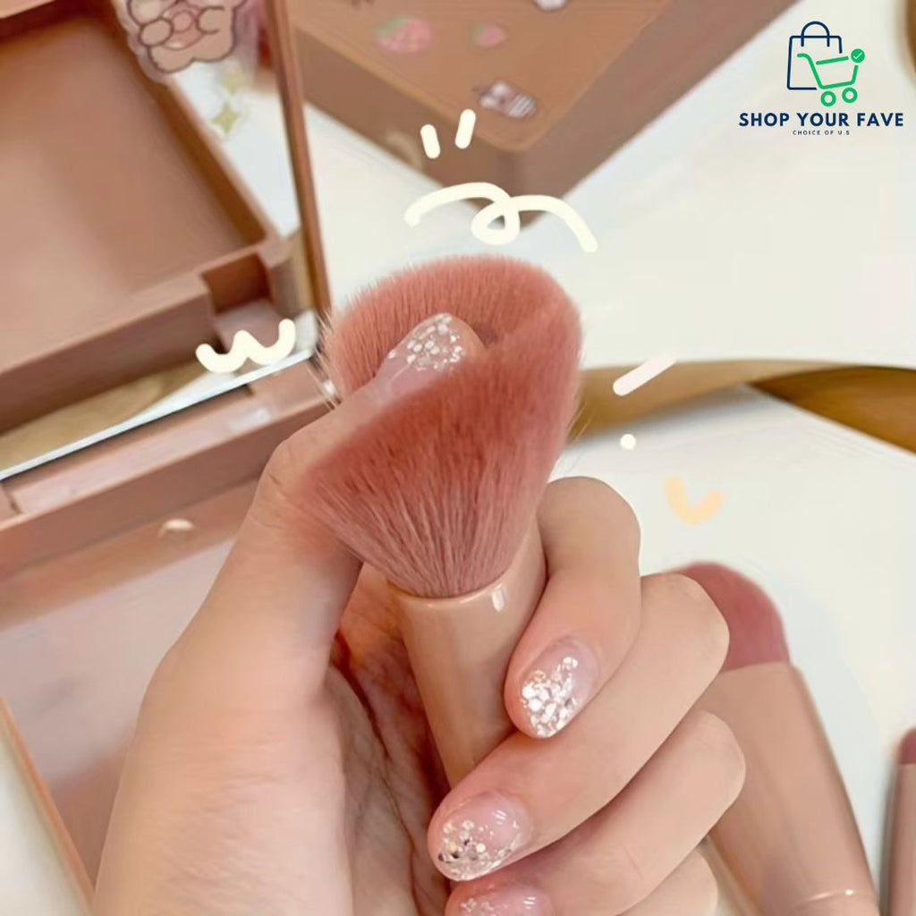 5 Piece Portable Makeup Brush Set with Mirror