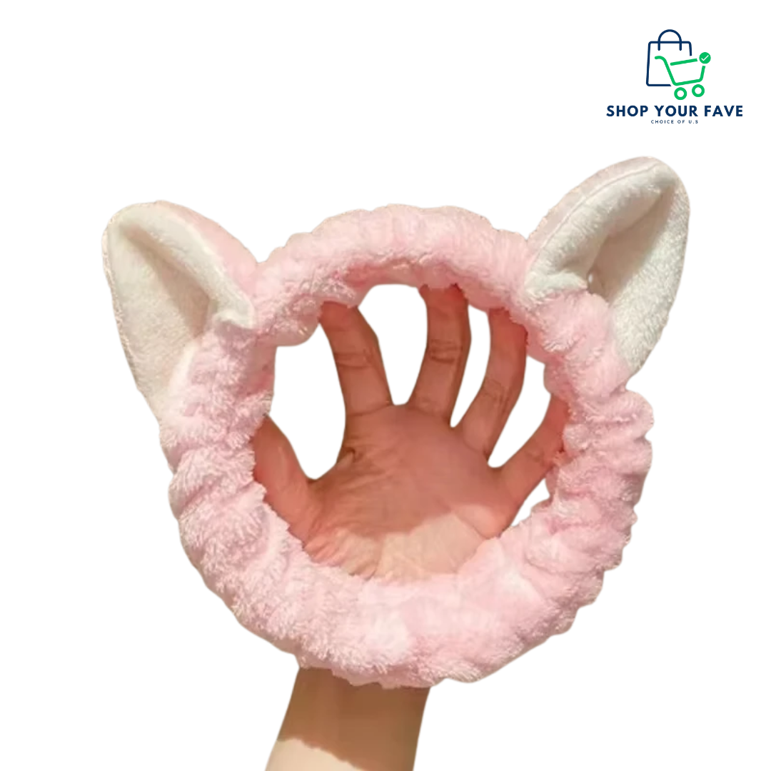 Plush Cat Ear Spa Headband