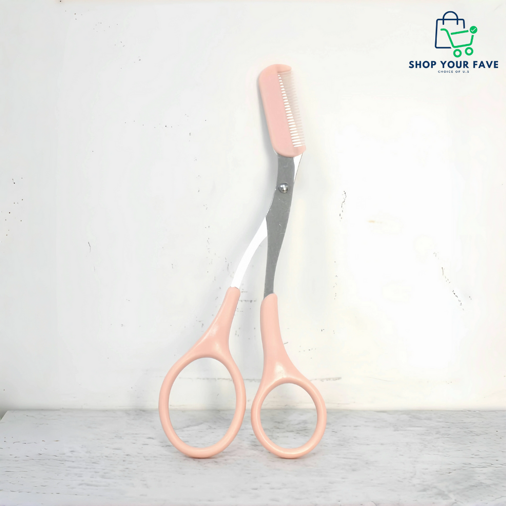 Precision Eyebrow Scissors with Built-In Comb