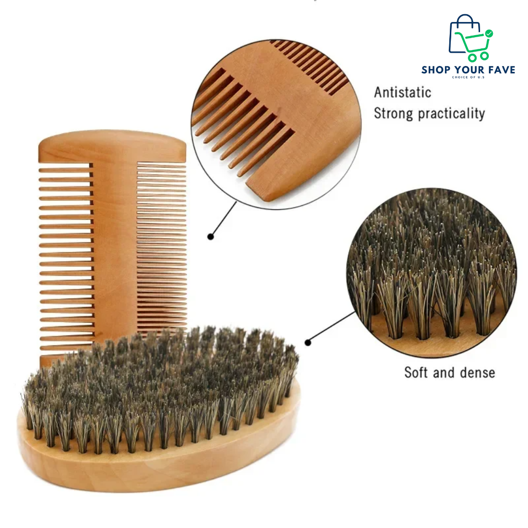 Men’s Dual-Edge Wooden Beard Comb