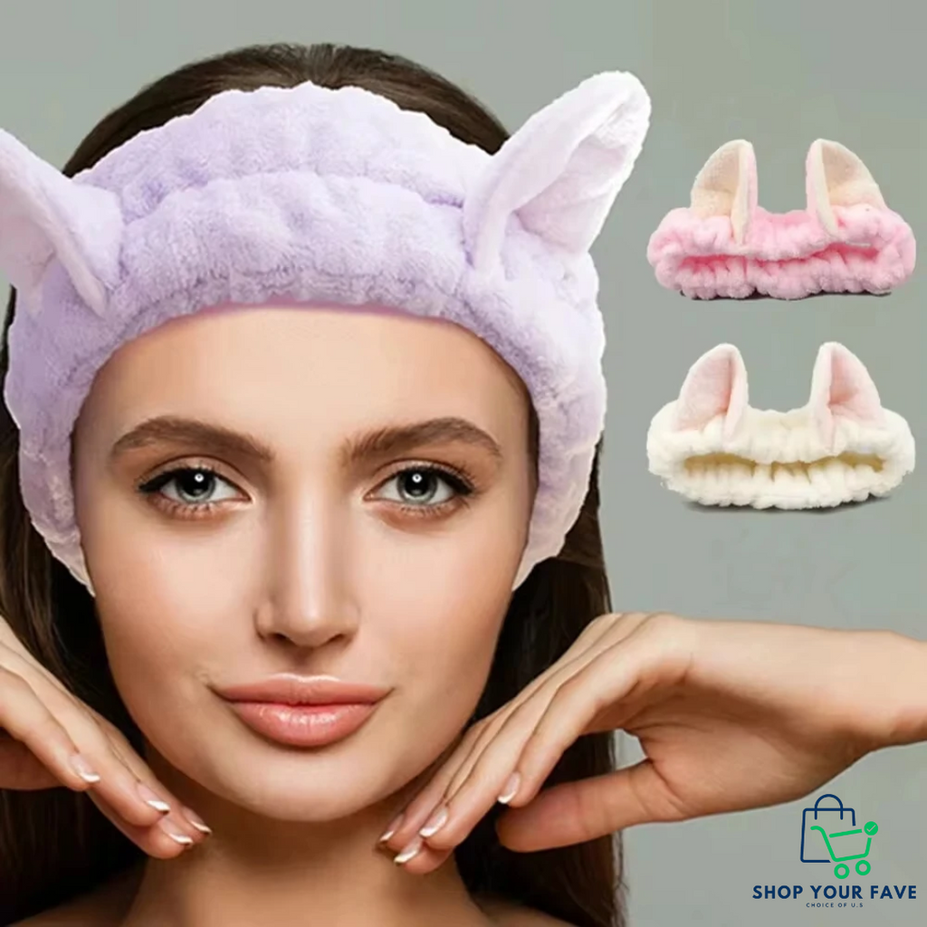 Plush Cat Ear Spa Headband