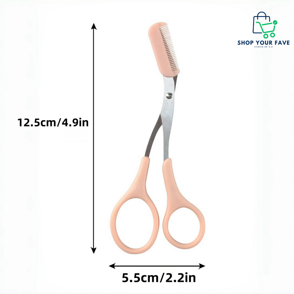 Precision Eyebrow Scissors with Built-In Comb