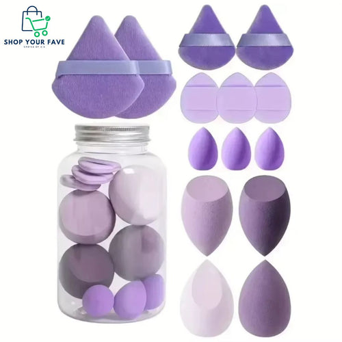 12 Pcs Pink Makeup Sponge Set with Storage Jar