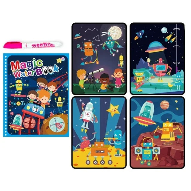 Magic Water Coloring Book for Kids | Reusable No-Mess Drawing Pad