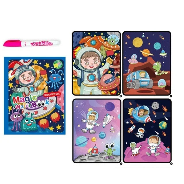 Magic Water Coloring Book for Kids | Reusable No-Mess Drawing Pad