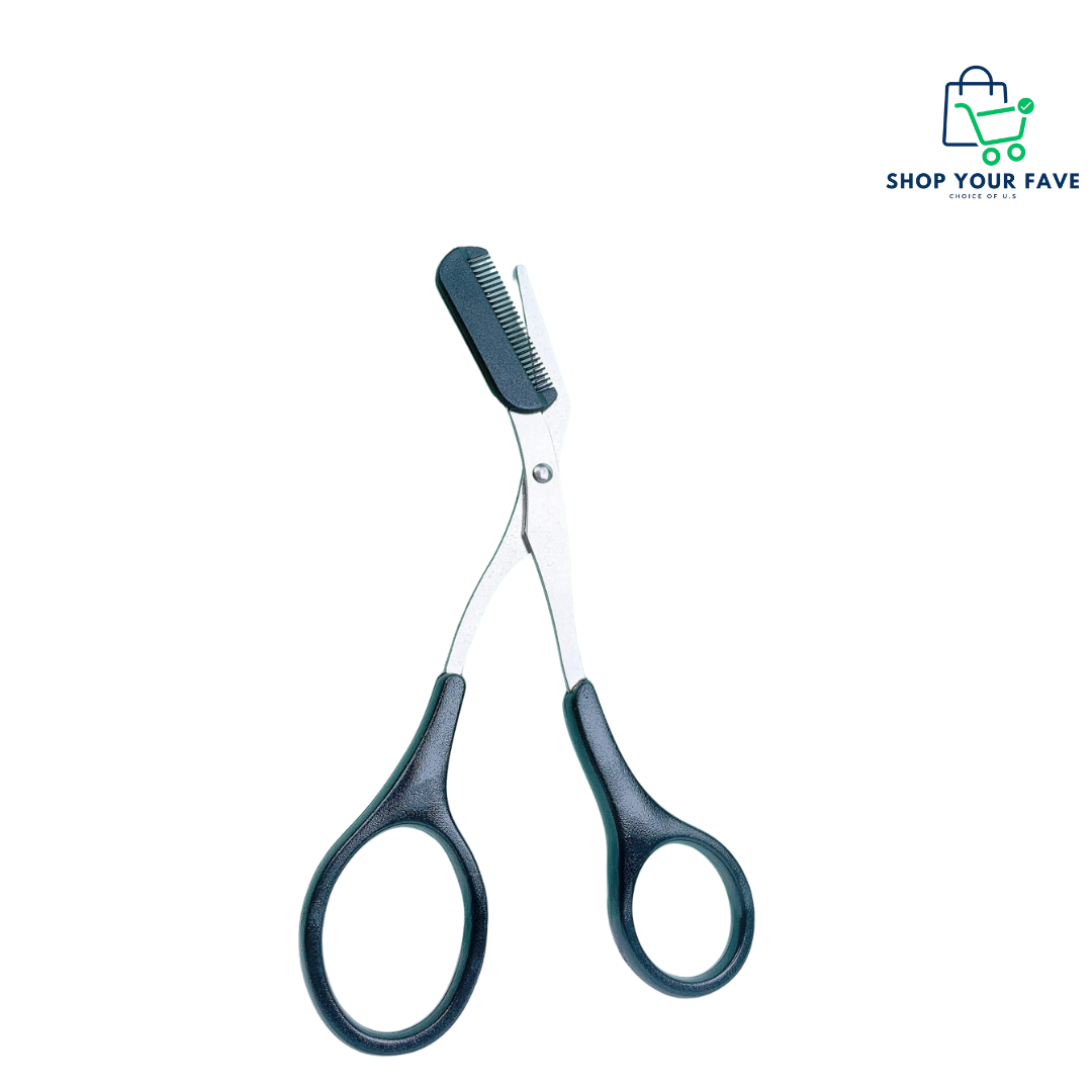 Precision Eyebrow Scissors with Built-In Comb