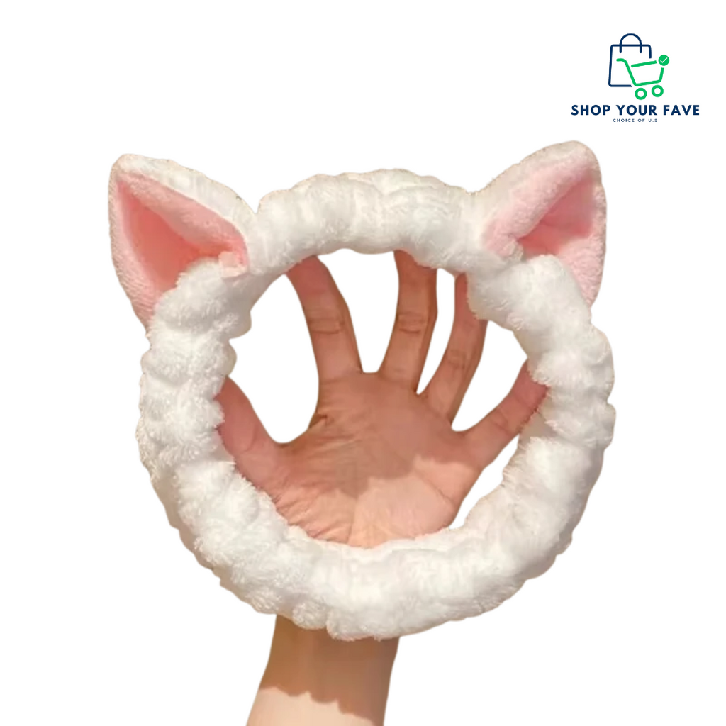 Plush Cat Ear Spa Headband